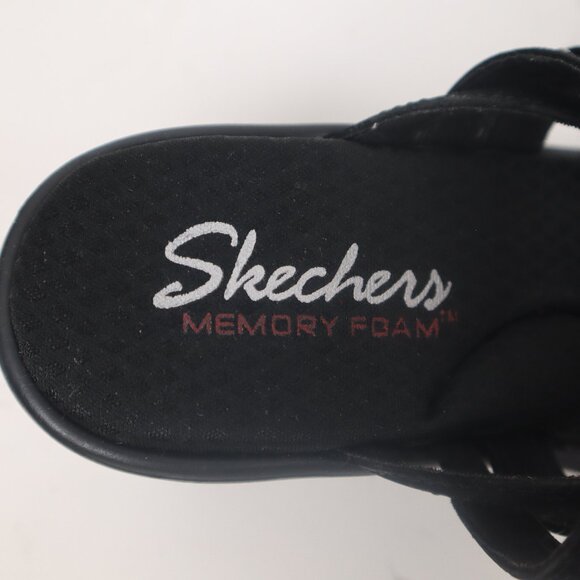 ❄ Skechers NWT Black w Silver Rhinestones Strappy Thong Sandals Sliders Mules 7 - Picture 6 of 7
